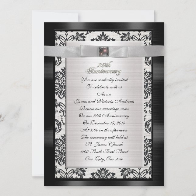 Invitation du 25e anniversaire grande taille (Devant)