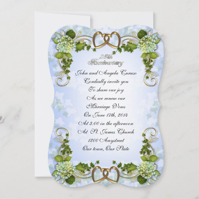 Invitation du 25e anniversaire Hydrangeas (Devant)