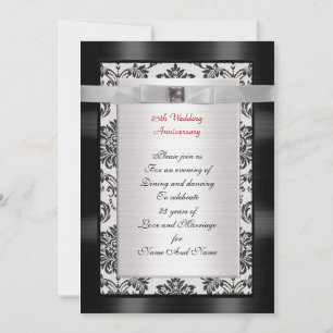 Invitation du 25e anniversaire noir et blanc
