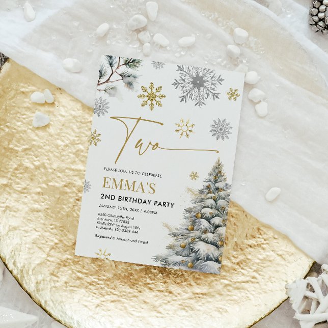 Invitation du 2e anniversaire, hiver deux annivers (Créateur téléchargé)