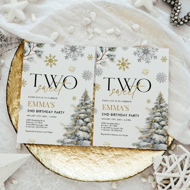 Invitation du 2e anniversaire, hiver deux annivers (Créateur téléchargé)