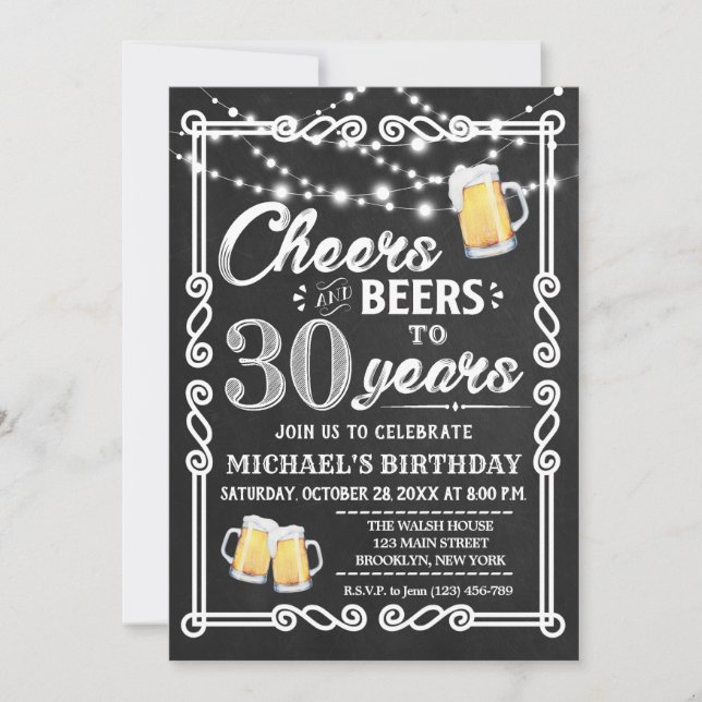 Invitation du 30e anniversaire | Courses et bières (Devant)