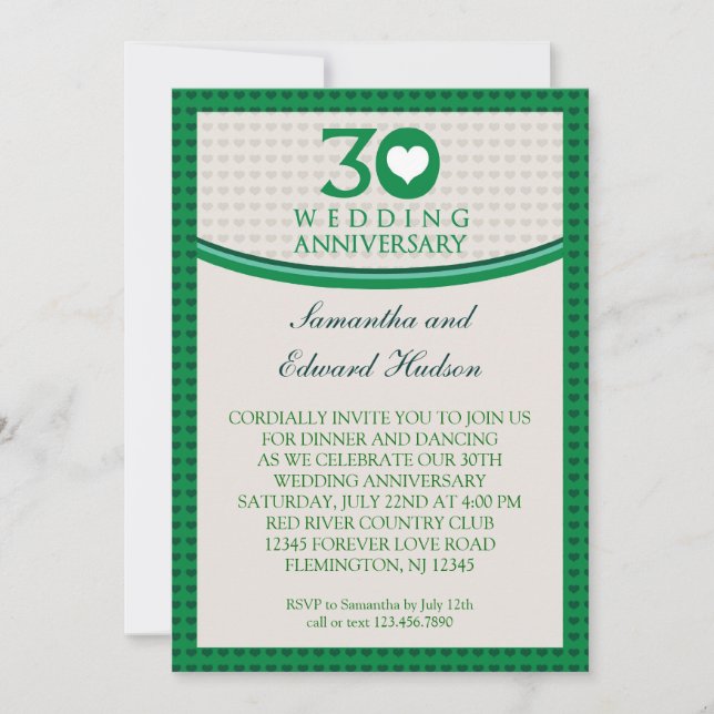 Invitation du 30e anniversaire du Mariage du coeur (Devant)
