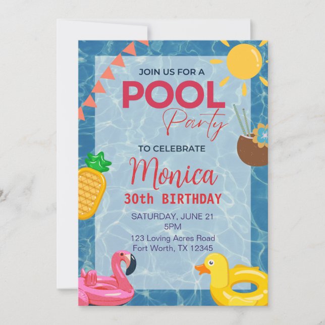 Invitation du 30e anniversaire du Pool Party (Devant)