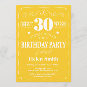 Invitation du 30e anniversaire Jaune et blanc