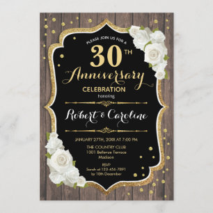 Invitation du 30e anniversaire - Rustic Wood Gold