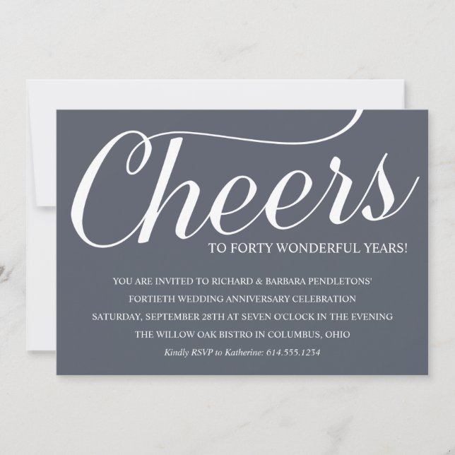 Invitation du 40e anniversaire du Mariage chic (Devant)