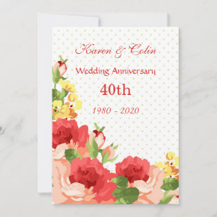 Invitation du 40e anniversaire du Mariage des rose