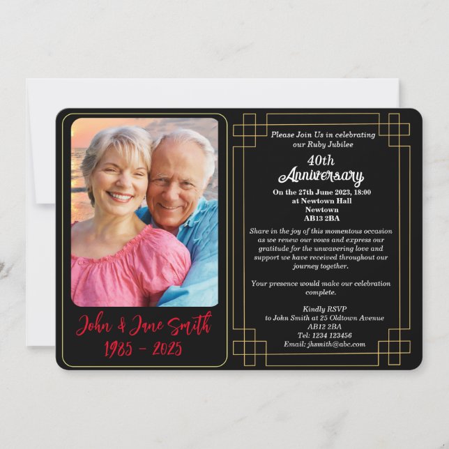 Invitation du 40e anniversaire du rubis sur mesure (Devant)