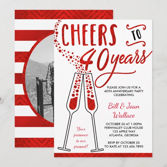 Invitation du 40e anniversaire, Faux Parties scint (Devant / Derrière)