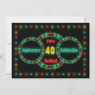 INVITATION DU 40e ANNIVERSAIRE - NEON LIGHTS