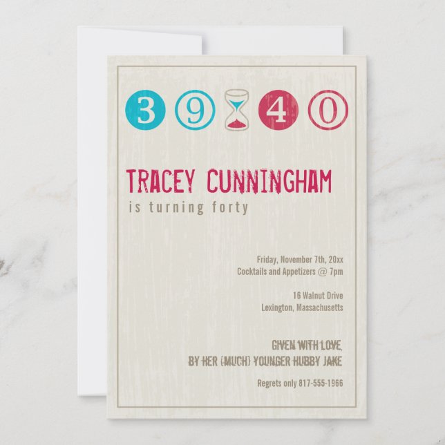 Invitation du 40e anniversaire - Personnaliser (Devant)