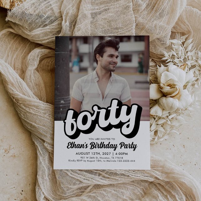 Invitation du 40e anniversaire Retro | Quarante An (Créateur téléchargé)