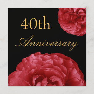 Invitation du 40e anniversaire - Roses ROUGES