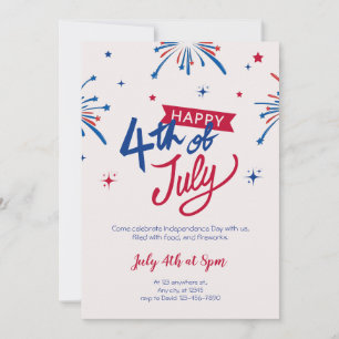 Invitation du 4 juillet Rouge et Bleu