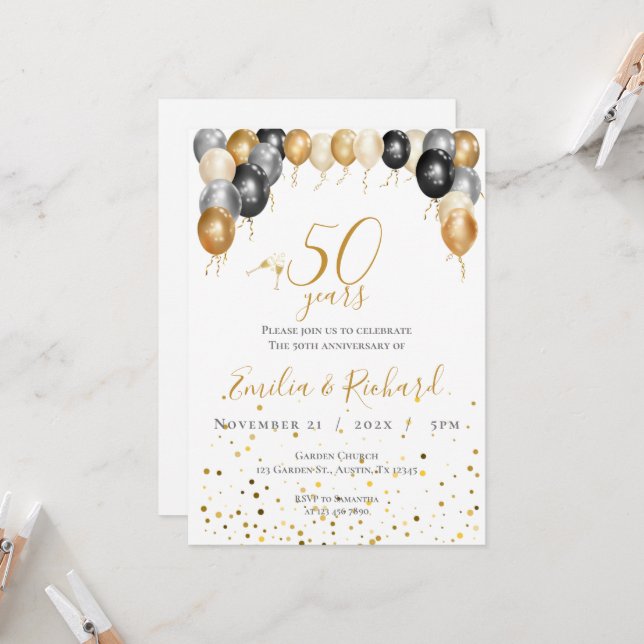 Invitation du 50e anniversaire (Devant/Arrière en situation)