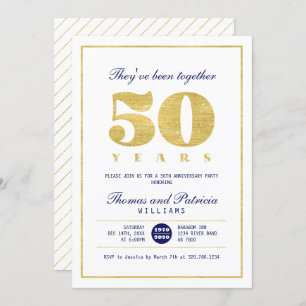 Invitation du 50e anniversaire de Mariage Gold & N
