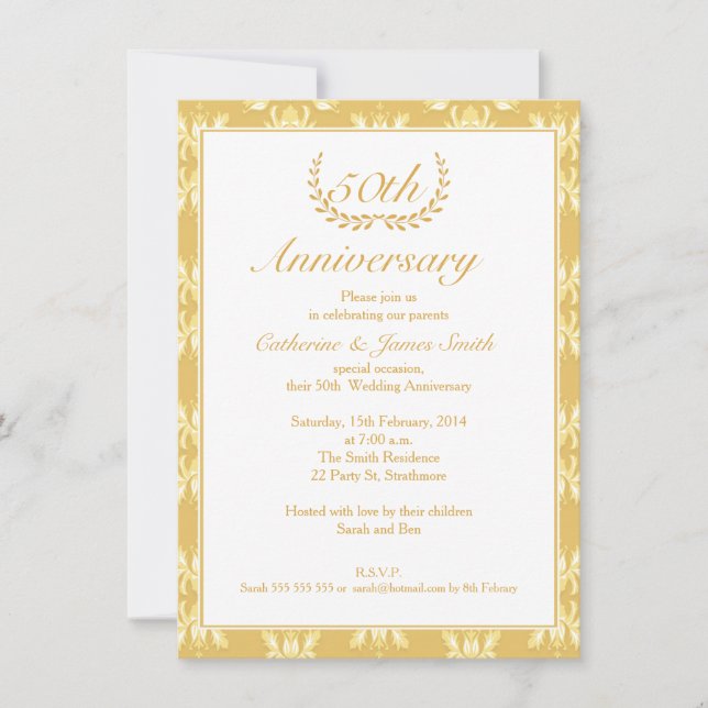 Invitation du 50e anniversaire du Mariage (Devant)