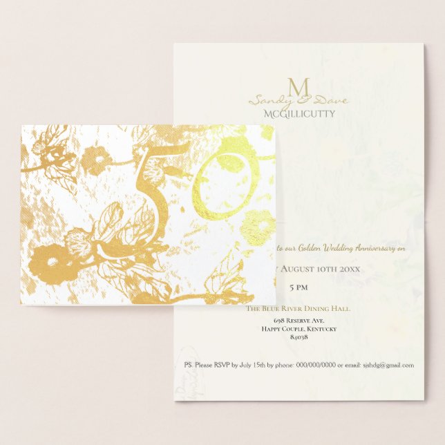 Invitation du 50e anniversaire du Mariage d'or (Affichage)