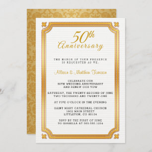Invitation du 50e anniversaire du Mariage d'or
