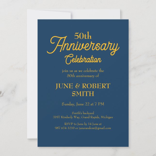 Invitation du 50e anniversaire du mariage moderne (Devant)