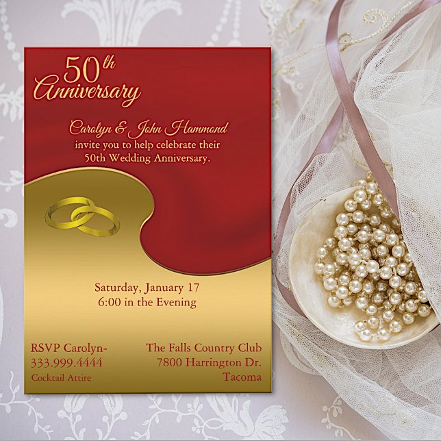 Invitation du 50e anniversaire du Mariage Red & Go (Créateur téléchargé)