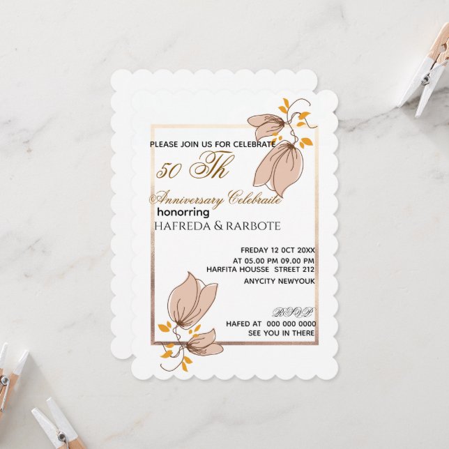 Invitation du 50e anniversaire, Mariage de la verd (Devant/Arrière en situation)