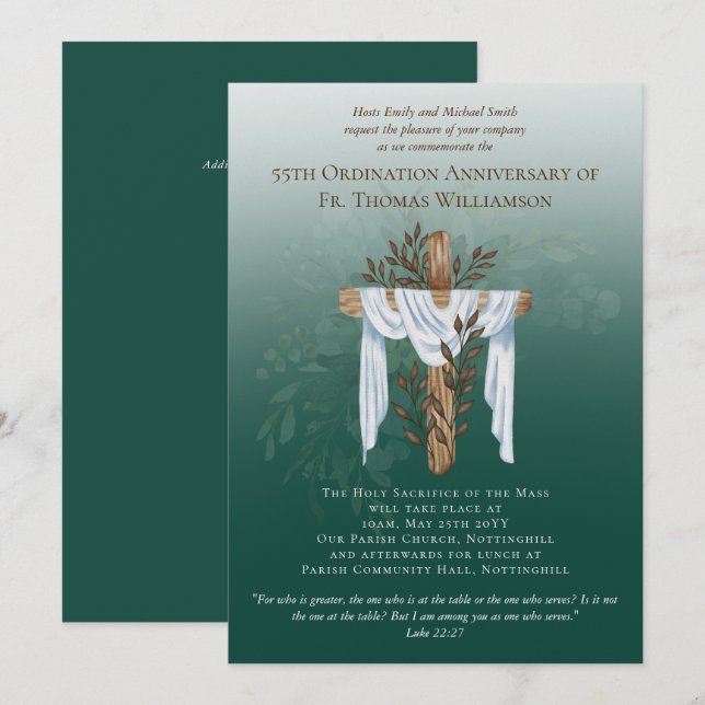 Invitation du 55e anniversaire de l'ordination (Devant / Derrière)