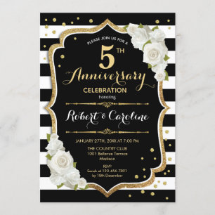 Invitation du 5e anniversaire - Black White Gold
