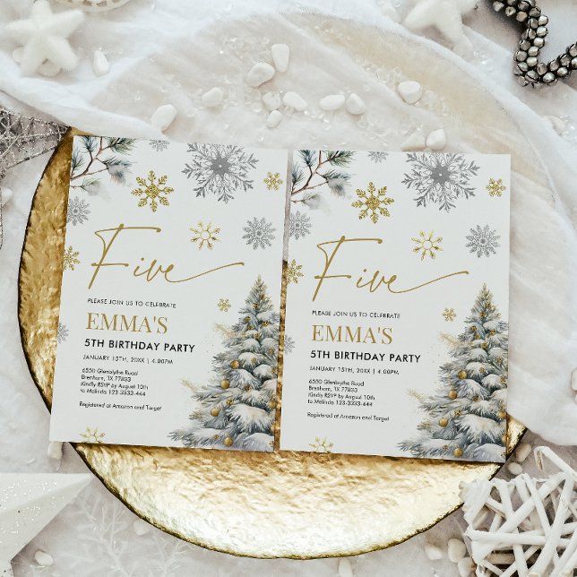 Invitation du 5e anniversaire, Hiver Cinq annivers (Créateur téléchargé)