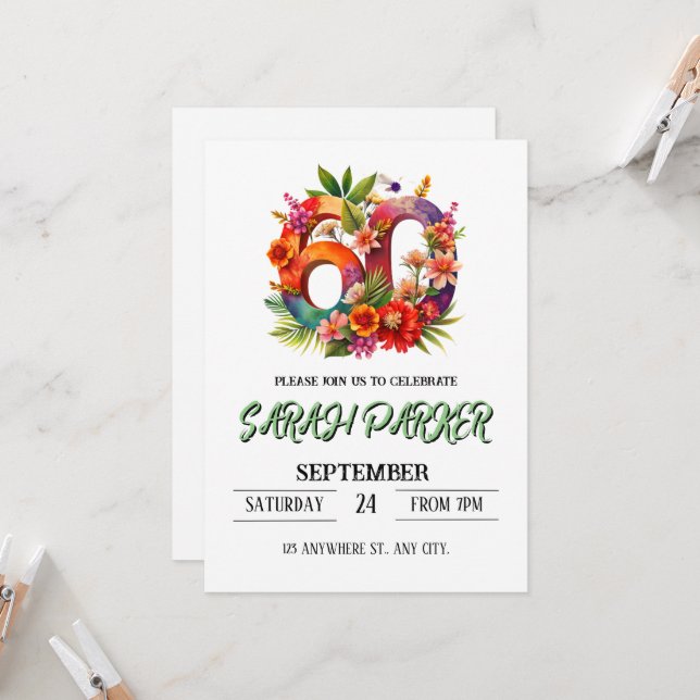 Invitation du 60e anniversaire (Devant/Arrière en situation)