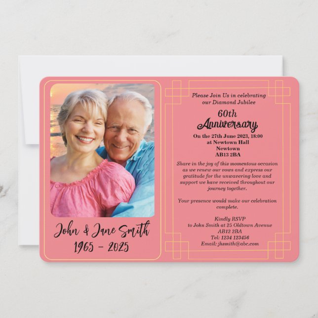 Invitation du 60e anniversaire du jubilé de diaman (Devant)