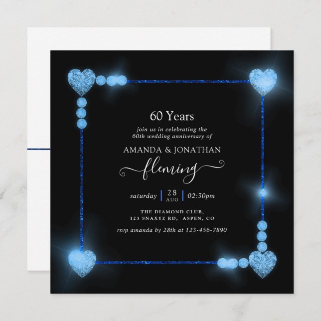Invitation du 60e anniversaire du Mariage du diama (Devant / Derrière)