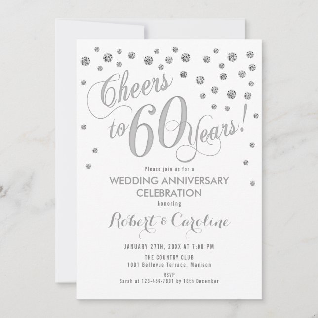 Invitation du 60e anniversaire du Mariage - Silver (Devant)