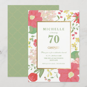 Invitation du 70e anniversaire - Or, élégant flora