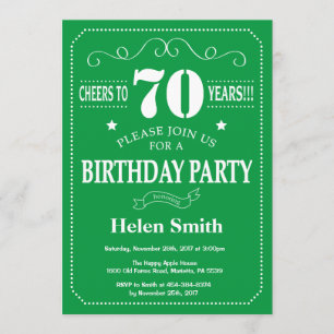 Invitation du 70e anniversaire Vert et blanc