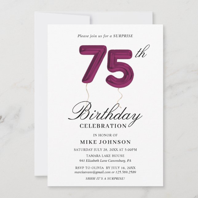Invitation du 75e anniversaire (Devant)