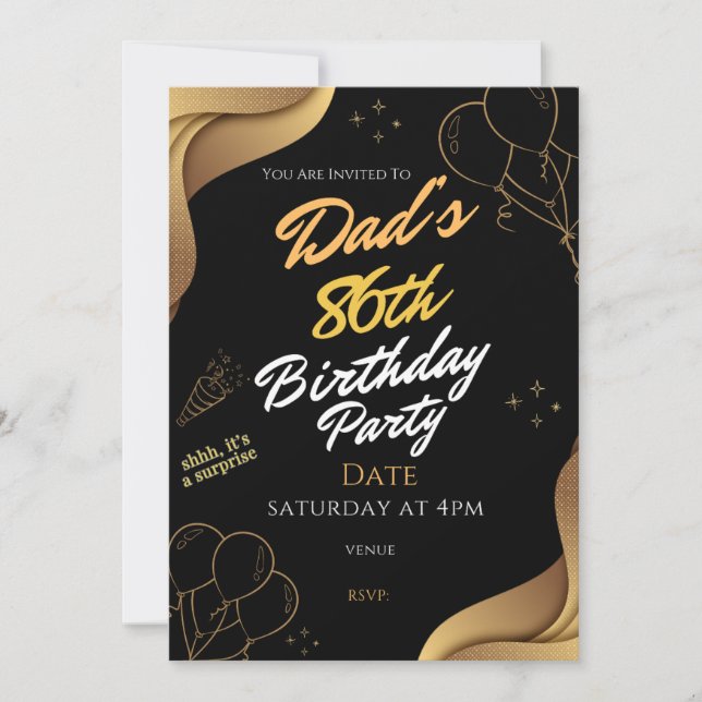 Invitation du 86e anniversaire de papa Surprise (Devant)