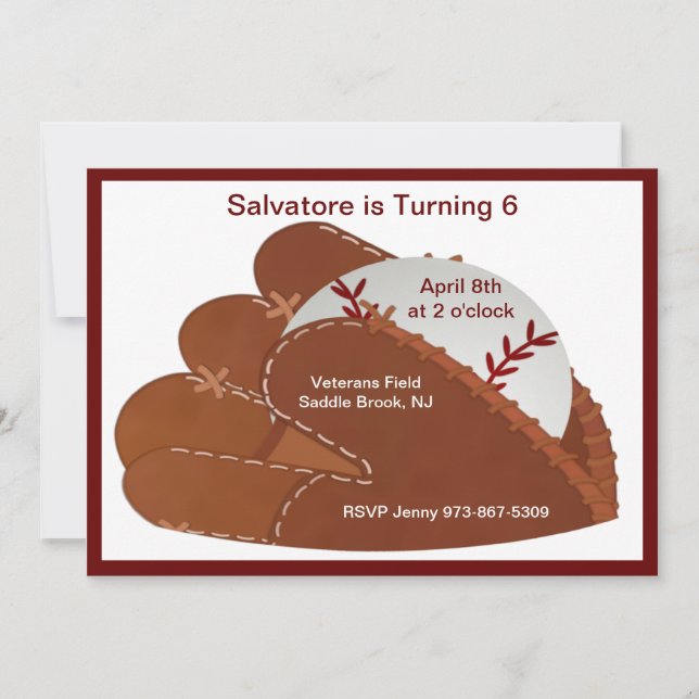 Invitation du Anniversaire de enfant de baseball M (Devant)