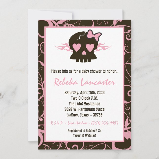 invitation du baby shower 5x7 - roche punk de (Devant)