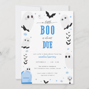 Invitation du Baby shower bleu de Little Boo Hallo