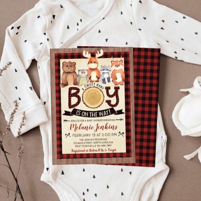 Invitation du Baby shower Boy Lumberjack Woodland (Créateur téléchargé)