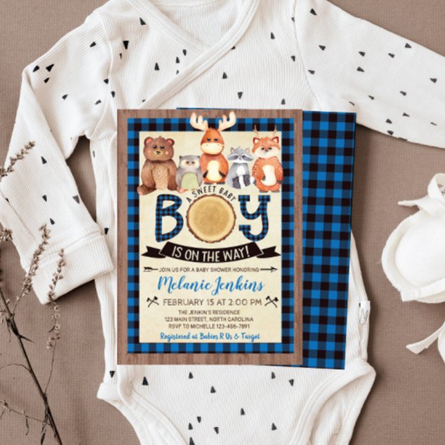 Invitation du Baby shower Boy Lumberjack Woodland (Créateur téléchargé)
