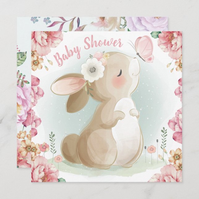 Invitation du Baby shower Bunny (Devant / Derrière)