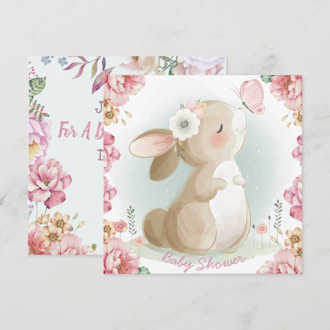 Invitation du Baby shower Bunny (Devant / Derrière)