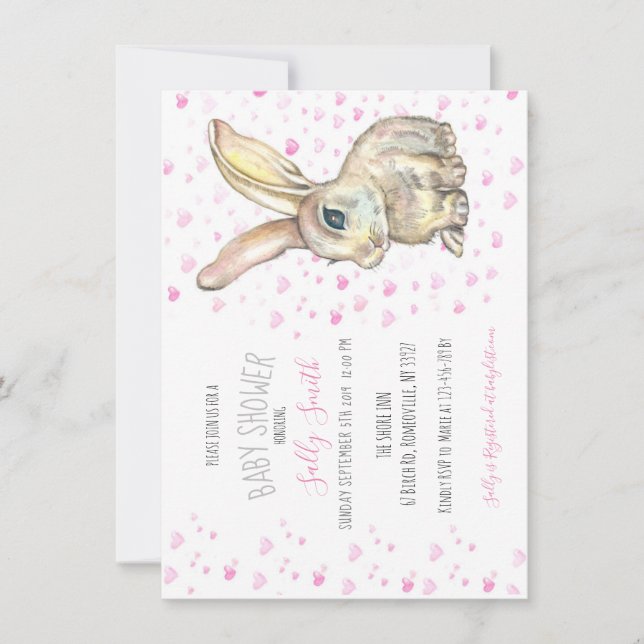 Invitation du Baby shower Bunny (Devant)