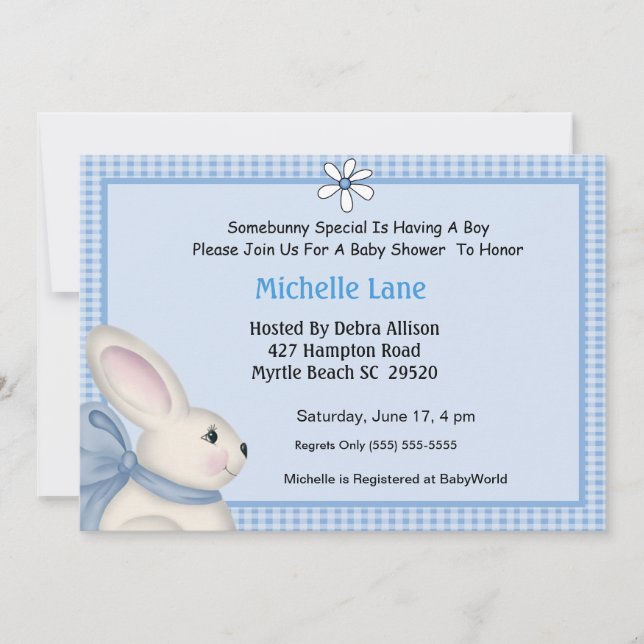 Invitation du Baby shower Bunny (Devant)