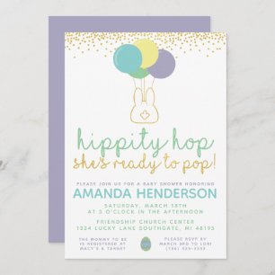 Invitation du Baby shower Bunny de Pâques