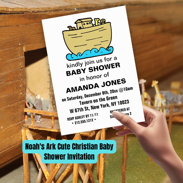 Invitation du Baby shower chrétien de Noah's Ark C (Noah's Ark Cute Christian Baby Shower Invitation)