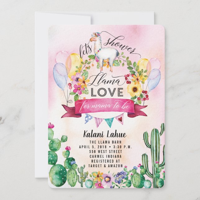 Invitation du Baby shower d'aquarelle de la fête d (Devant)